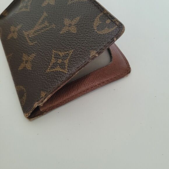 Louis Vuitton LV Brown Folding Monogram Leather Card ID Wallet Small Authentic - Picture 9 of 11